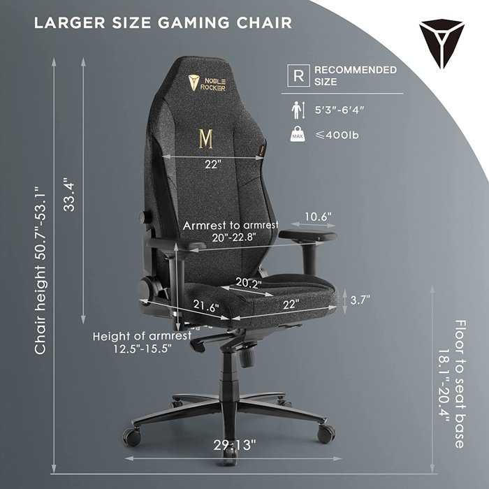 Noblerocker Gaming Chair Ergonomic PC Game Chair Lumbar Support